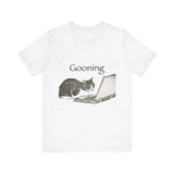 Gooning Cat Short Sleeve Tee Shirt Graphic Print Crewneck Unisex Gift NEW Roses