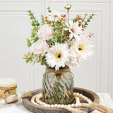 Fake Flowers Artificial Daisy Rose with Vase, Faux Silk Flowers Fake Plant Decor Hydrangea
