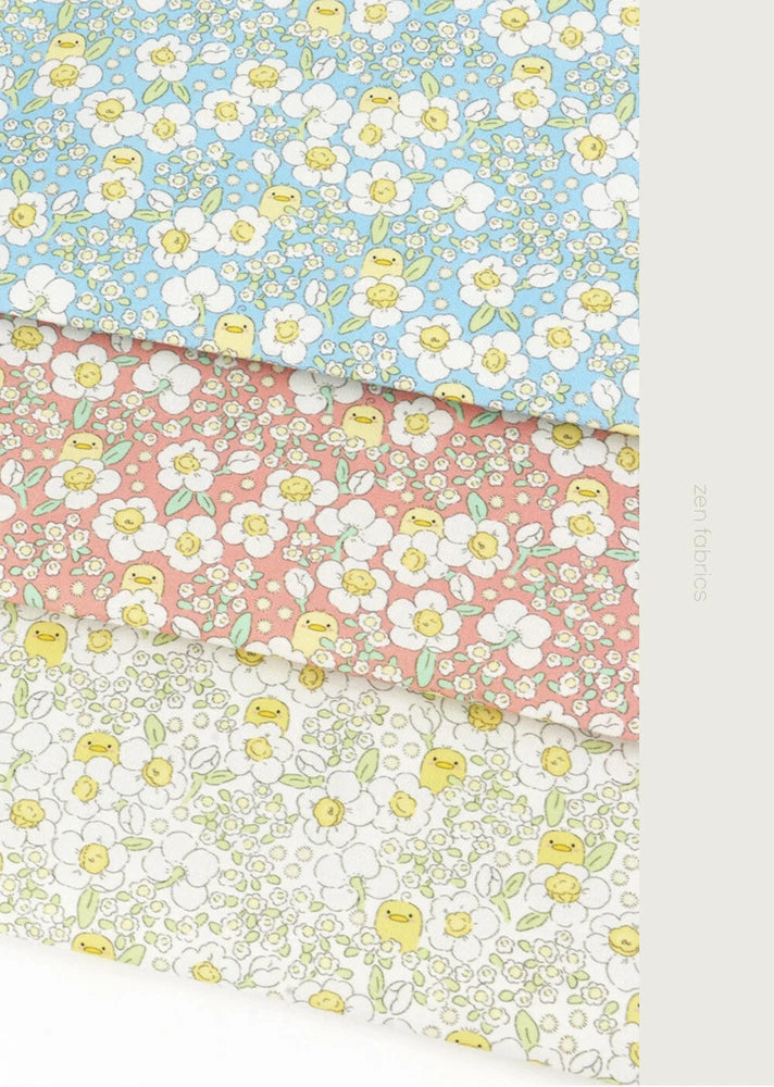 Daisy Flower Chick patterned Fabric made in Korea by the Half Yard Flowering Plants