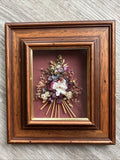 Vintage Dried Flower Bouquet Shadow box Solid Wood Handmade 7.5Óx8.5Ó Rustic Dried Flower
