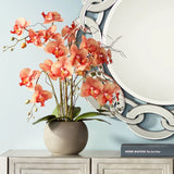 Orange Orchid 22 1/2" High Faux Floral in Gray Pot Flowering Plants