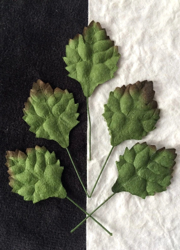Green faux leaf stems for floral wreath scrapbook