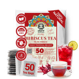 50 Organic Hibiscus Tea Bags, 100% Pure Dried Hibiscus Flower Tea, Te De Hibisco Roses