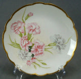Haviland Limoges Hand Painted Signed MIB Pink White Carnation Flowers Gold Plate Carnation