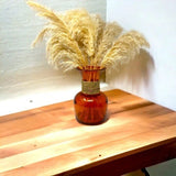 Orange Flower Glass Vase. With Natural Dried Pampas Grass Decor. Pampas Grass