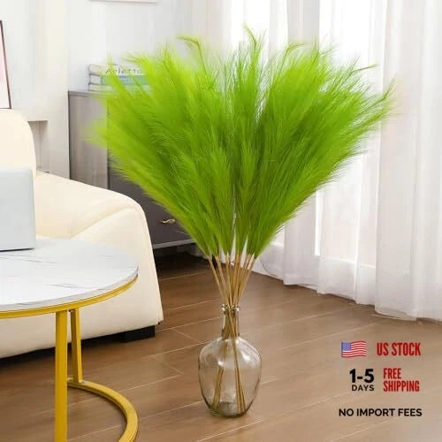 43" Green Pampas Grass Decor - 8 PCS Tall Faux Pampas Grass for Grass Green Pampas Grass