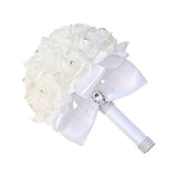 Artificial White Bridal Bouquet Handmade with Roses and Rhinestones 18cm Diam... Bouquet