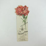 Victorian Trade Card A.B. Chase Piano Die-cut Carnation Flower Bookmark Antique Carnation