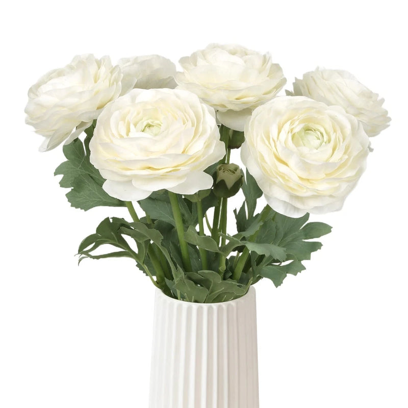 White Ranunculus Artificial Flowers 6PCS Real Touch Faux Ranunculus Flowers f... Ranunculus