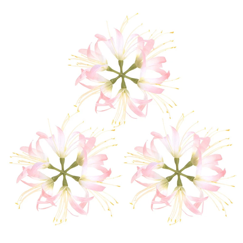 Set of 3 artificial pink spider lily flower heads with pale stamens