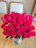 3 DOZEN - RED - WOODEN ROSE BUDS 5 X 8 ARTIFICIAL FLOWERS - FREE SHIPPING Roses