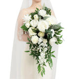 Ling's Moment White Bridal Bouquet Cascading, Ivory Wedding Bouquets for Brid... Bouquet