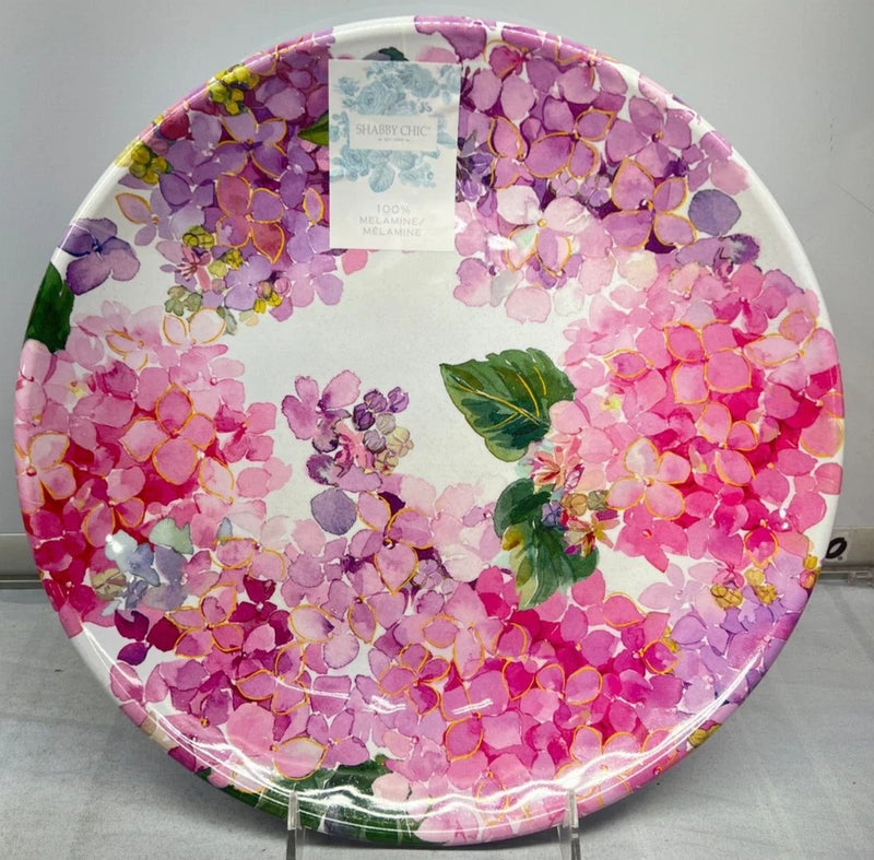 4 pcs set Floral Pink Dinner Plate Hydrangea Flowers  11" Shabby Chic New Hydrangea