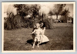 Vtg B&W Snapshot Woman In Glasses & Toddler Boy Outdoors By Tall Pampas Grass Pampas Grass