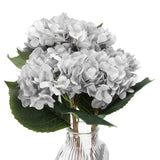 Hydrangea Artificial Flowers, 4PCS Faux Hydrangea Flowers Home Decor, Grey Hydrangea