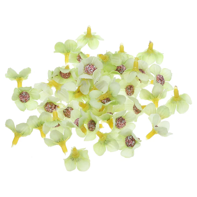 50Pcs 0.79" Artificial Silk Daisy Flower Heads Fake Flowers for DIY, Green Daisies