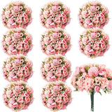 12 Pcs Pink Peonies & Roses Artificial Flowers for Wedding & Home Decor Hydrangea