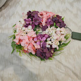 Phosooy 16in Pre-lit Hydrangea Wreath 40 LED Timer Pink Purple Floral Decor Hydrangea