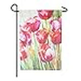 Pink Tulips Garden Organza Flag Roses