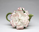 NEW COLLECTIBLE PORCELAIN 3D WHITE AND PINK CARNATION FLOWER TEAPOT-8OZ-NAIS Carnation