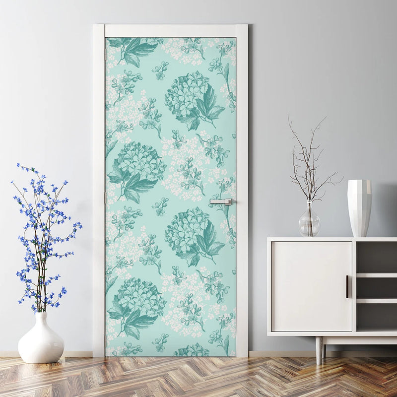 Floral pattern Repositionable Hydrangea color flowers Flower Door Sticker art Hydrangea