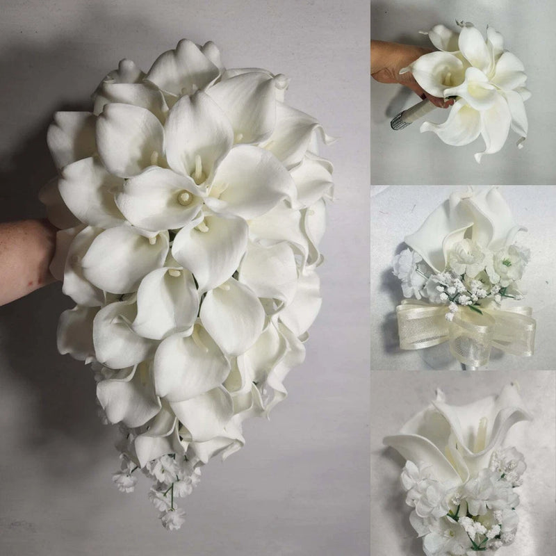 Ivory White Calla Lily Bridal Wedding Bouquet Accessories Bouquet