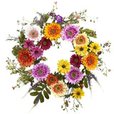 26" BRIGHT ARTIFICIAL WREATH FAKE AFRICAN SUNFLOWER OUTDOOR FLORAL Sunflower
