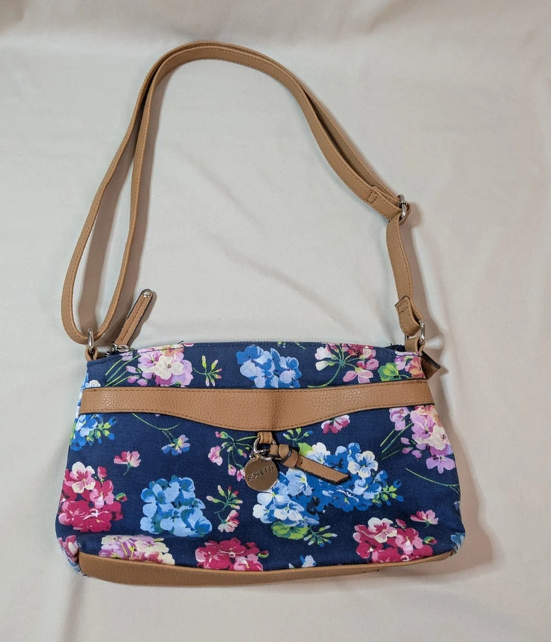 Rosetti Purse Shoulder Bag Adjustable Strap Navy Blue Floral Hydrangea Flowers Hydrangea