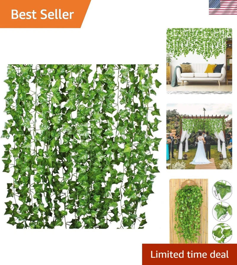 84 Feet 12 Strands Artificial Ivy Leaf Plants Vine Hanging Garland Fake Folia... Green Plant