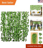 84 Feet 12 Strands Artificial Ivy Leaf Plants Vine Hanging Garland Fake Folia... Green Plant