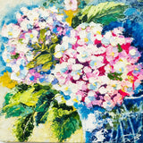 Hydrangea Painting Abstract Flower Bouquet Oil Impasto Painting Original 6 x 6" Hydrangea