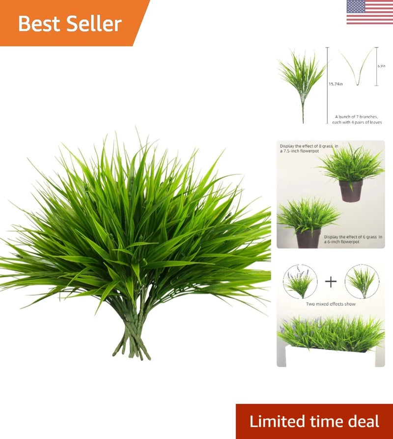 12-pack faux wheat grass stems with long bright green blades for home decor