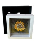 Gold Sunflower & Bee Brooch with Rhinestones Sunflower