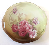 RS Prussia Germany Handled Pink Flowers Carnations CABINET PLATE Carnation