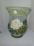 Valeri Parr Hill Lavender Hydrangea Hurricane Crackled Glass Vase  8" Tall Hydrangea