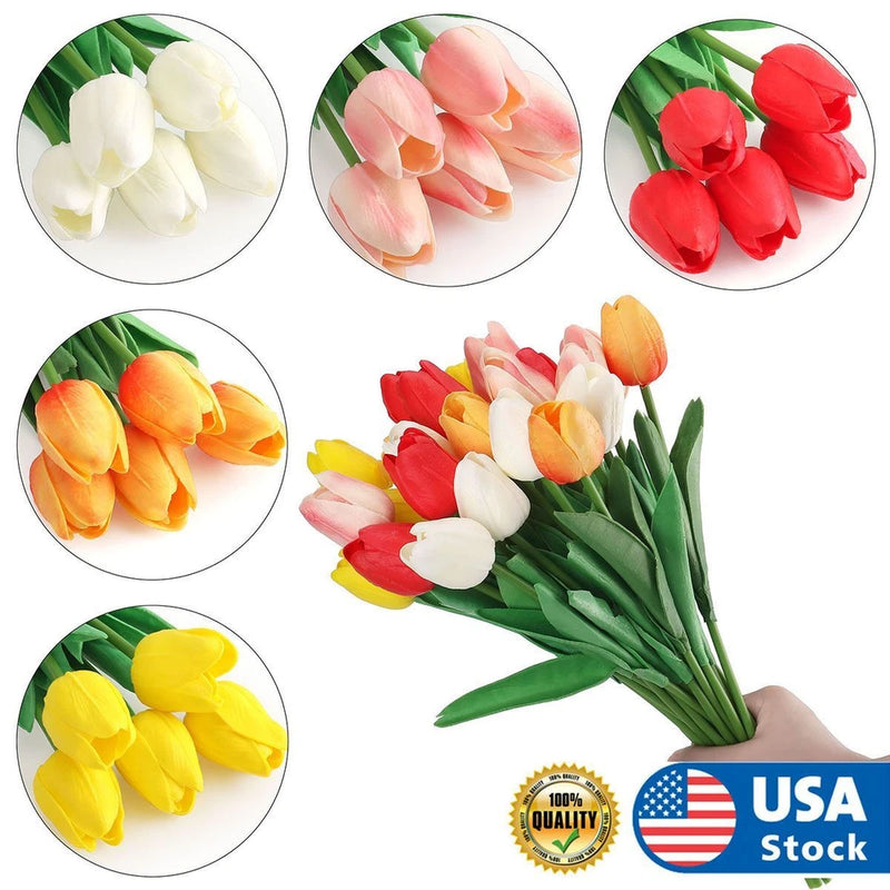 5/10pack Artificial Fake Tulip Flowers Real Touch Pop Wedding Floral Home Decor Flowering Plants