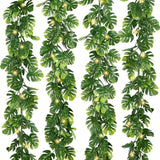 4PCS Artificial Monstera Leaf Ivy Vines with Light Strings, 5.7FT Faux Tropic... Green Plant