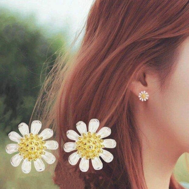 Womens Girls 925 Sterling Silver Sun Flower Stud Earrings Jewellery Gift UK Sunflower