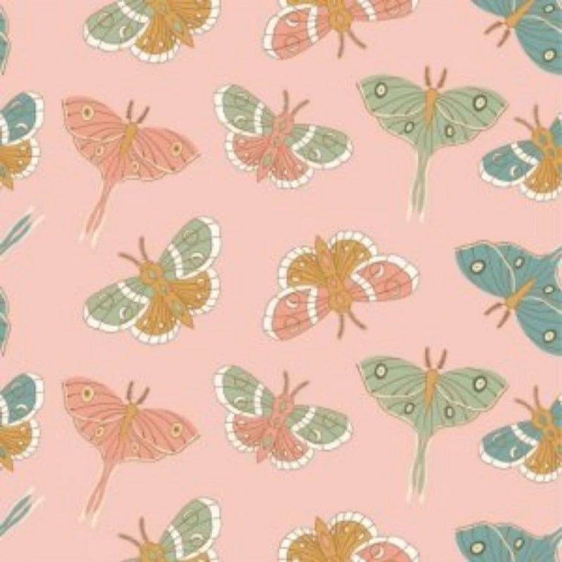 Moonbeam Dreams Cotton Fabric Butterfly Moth  Poppie Cottons By the Yard Flowering Plants