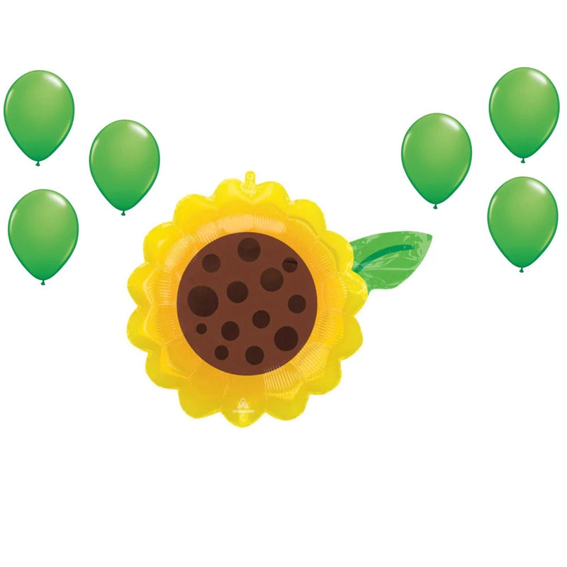 LOONBALLOON Flower Day Theme Balloon Set, 19-inch SUNFLOWER, 6x latex Sunflower