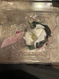 Now & Forever Keepsake Silk White Rose Corsage Boutonniere With Pink Ribbon Bouquet
