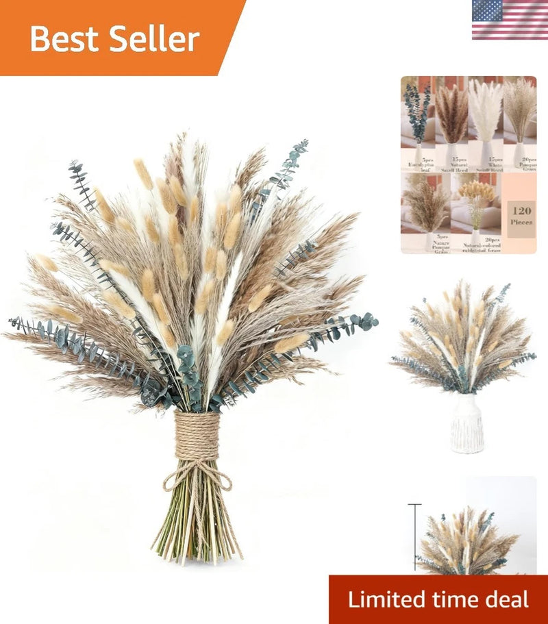 Dried Pampas Grass Flowers Bouquet for Home Wedding Rustic Decor 120pcs Pampas Grass
