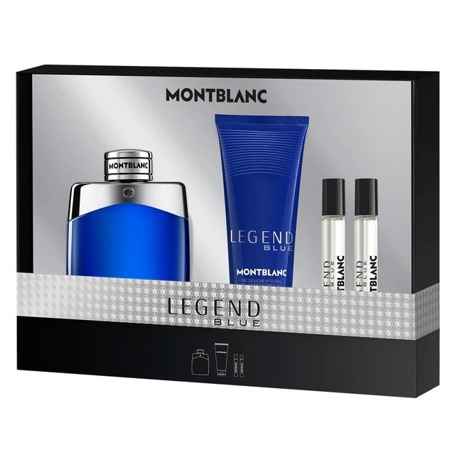 Montblanc Men's Legend Blue 4pcs EDP Gift Set Fragrances 3386460154376 EDP