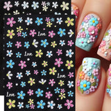 Flower Nail Art Stickers Decals 5D Flowers Nail Stickers Summer Daisy Sunflower Sunflower