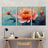 3pcs Pink Floral Peony Flower Perfect Wall Art Canvas Framed 50x70cm Peony
