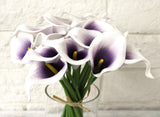 Purple White Color Faux 20 Calla Lily w/Glass Vase Real Touch Floral Arrange Lily