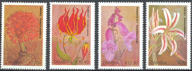 Zambia #SG604-SG607 MNH 1989 Flowers Fireball Foxglove Lily [482-485] Lily