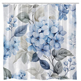Hydrangea Flower Shower Curtain Blue Floral Blossom Spring Watercolor Grey Le... Hydrangea