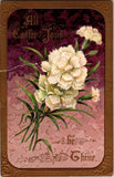 Vintage 1912 Easter Postcard White Carnations Embossed Gold Trim -  Large Tear Carnation