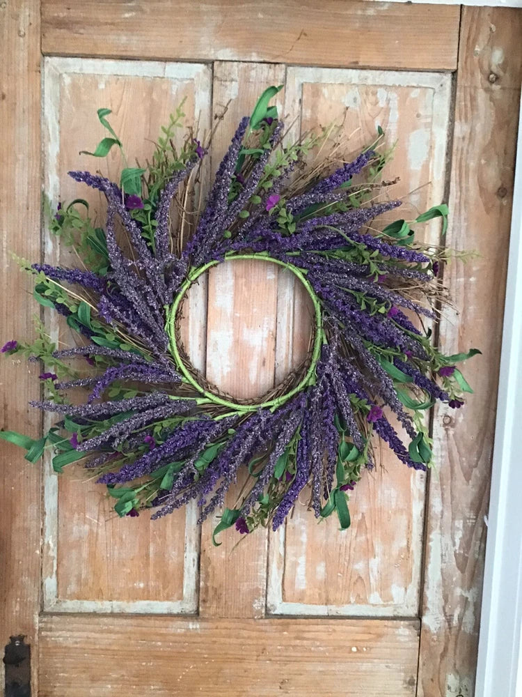 Lavender & Small Flower Natural Twig Wreath  22Ó Cottage Decor New Floral Peony